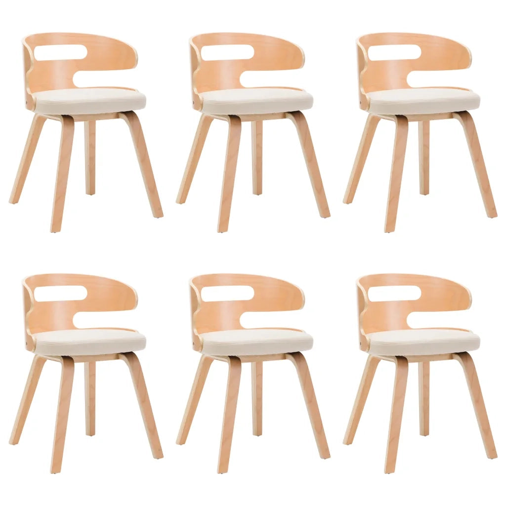 Sedie da Pranzo 6 pz Crema in Legno Piegato e Similpelle 278853