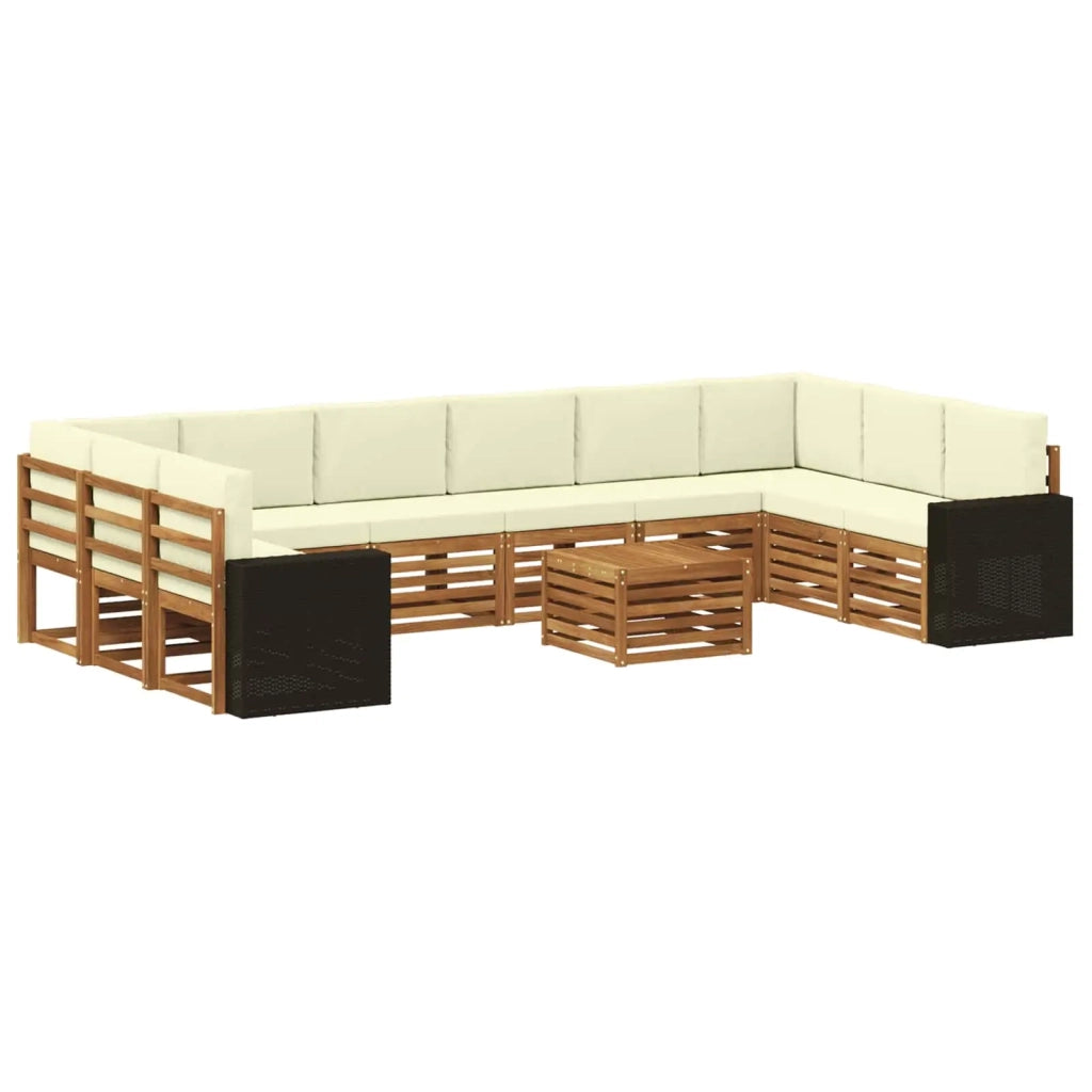 Set di divani da esterno 11 pcs Naturale e Crema Poliestere 3384931