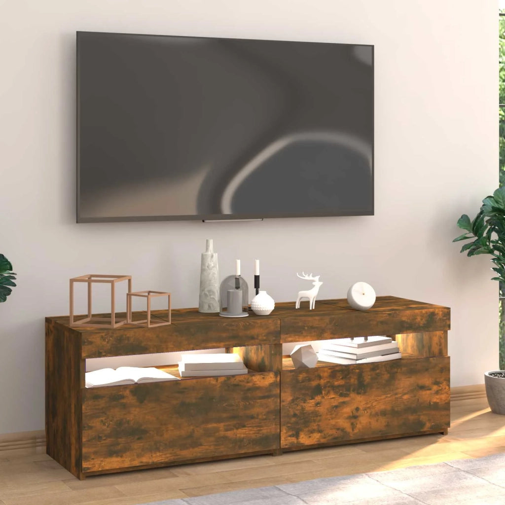 Mobile Porta TV con Luci LED Rovere Fumo 120x35x40 cm 815672