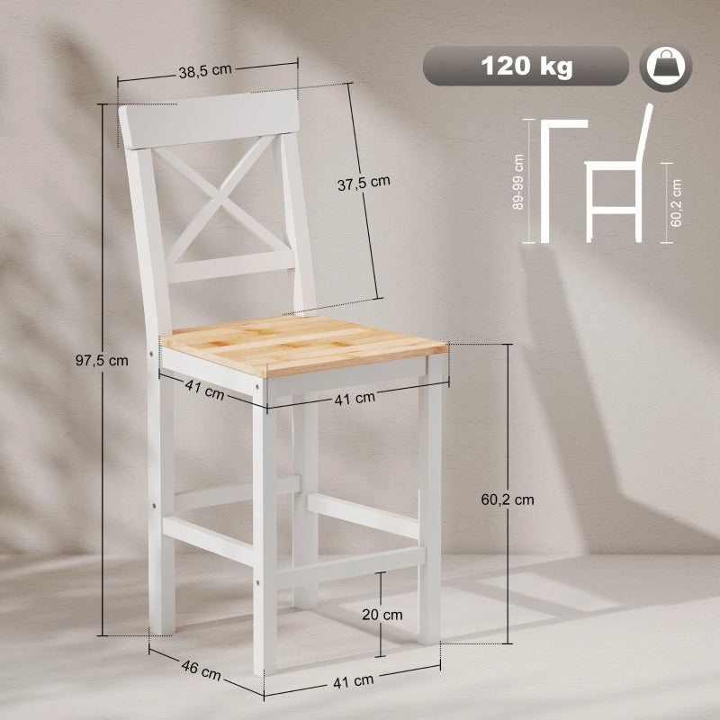 SGABELLO BAR 2 PEZZI 41x46x97,5 cm Legno di pino Naturale stile rustico