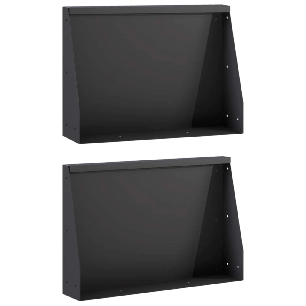 Muro di contenimento 2 pz 60 x 12 x 30 cm Acciaio Nero 8015262