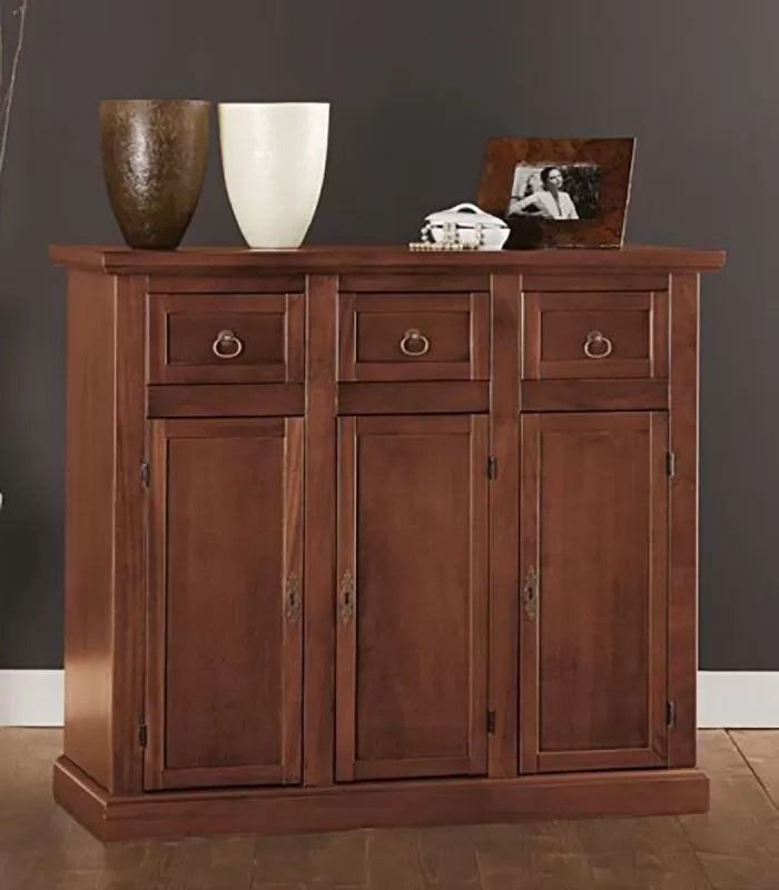 Madia credenza in legno tinta noce arte povera l.100 p.39 h.85 (52f) - Mobili 2G