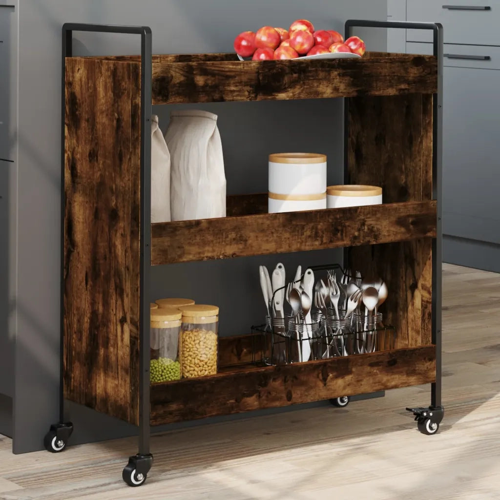 Carrello da Cucina Rovere Fumo 70x30x82 cm in Legno Multistrato CFW3243677
