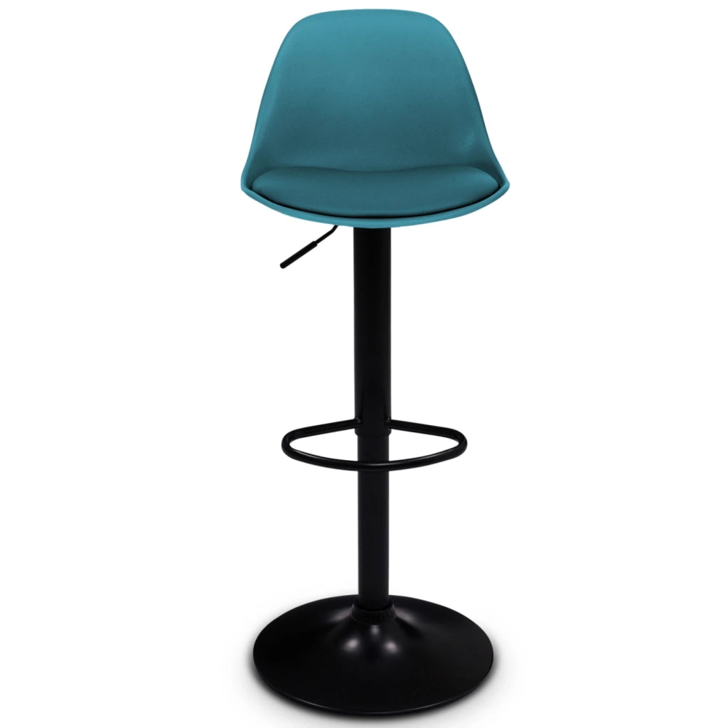 IDMarket - Set di 2 sgabelli da bar KARL blu anatra con gambe nere