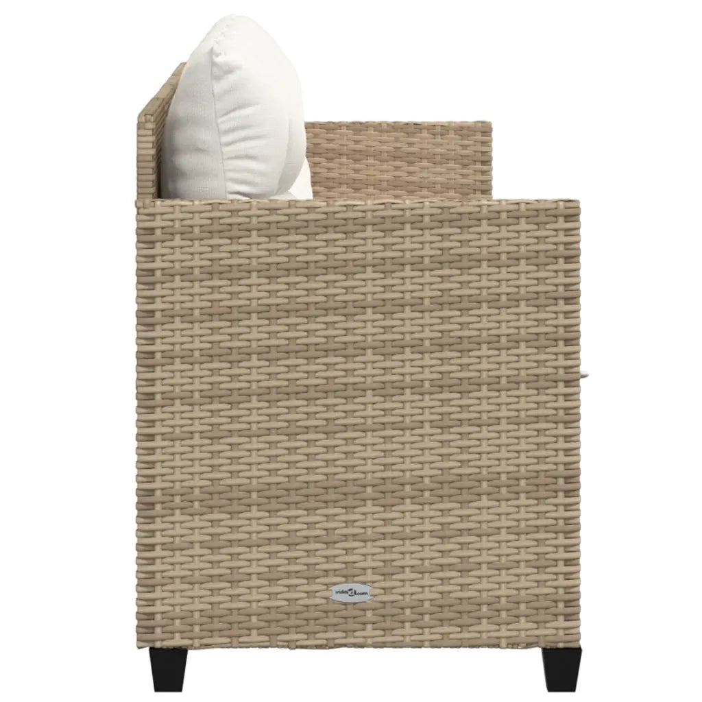 Lettino Prendisole con Cuscini BeigeÂ in Polyrattan