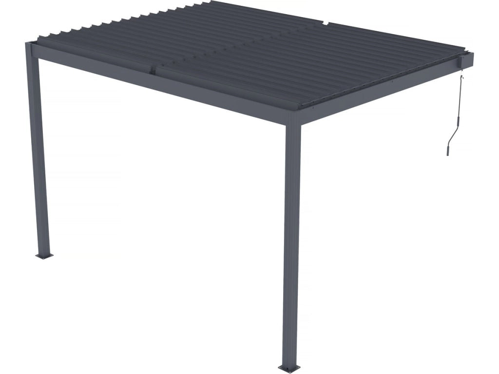 Pergola bioclimatica addossata "Windsor" con led - 3 x 4 m - Antracite