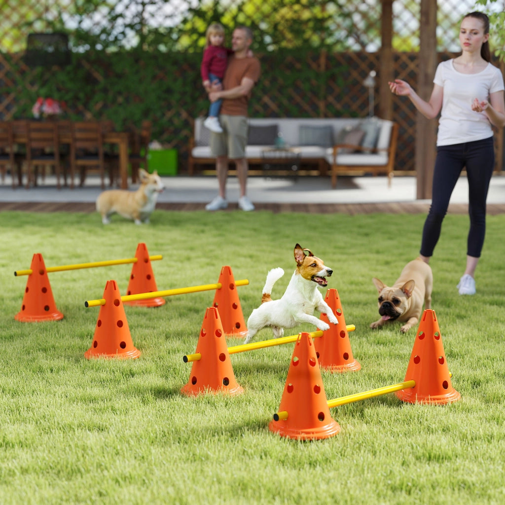 Set di Agilit¨¤ per Cani con 8 Coni e 8 Barriere ¨C Zephmum ¨C Verde