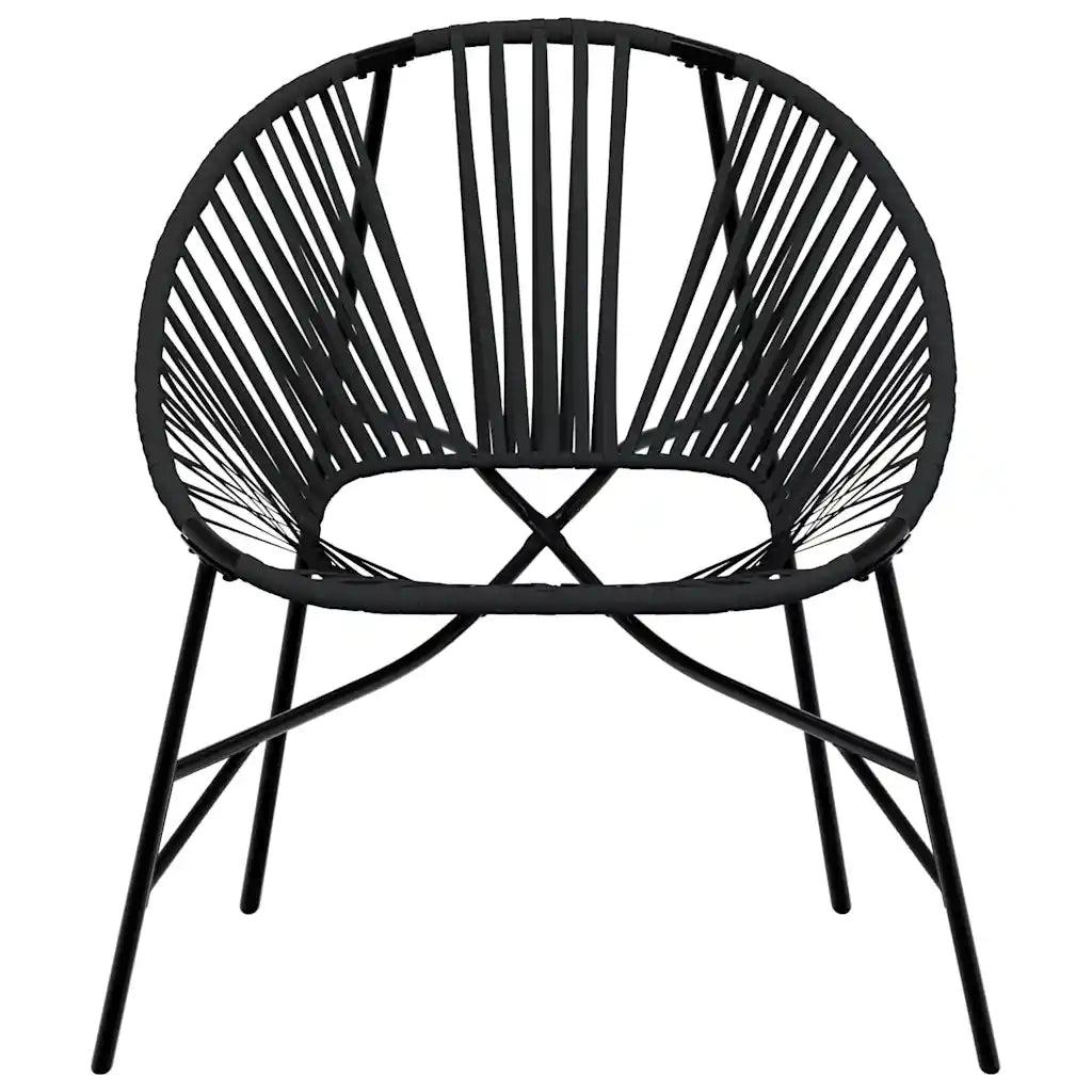 Set di Sedie da Giardino 3 pz | Sedie da Esterno in Polyrattan Nero