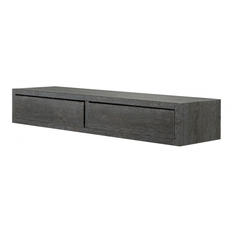 Mensola da Muro con Cassetto, Comodino Sospeso, Mensola da Parete, Rovere Scuro, 88,2x13,4 p23,7 cm - Domino Maxi