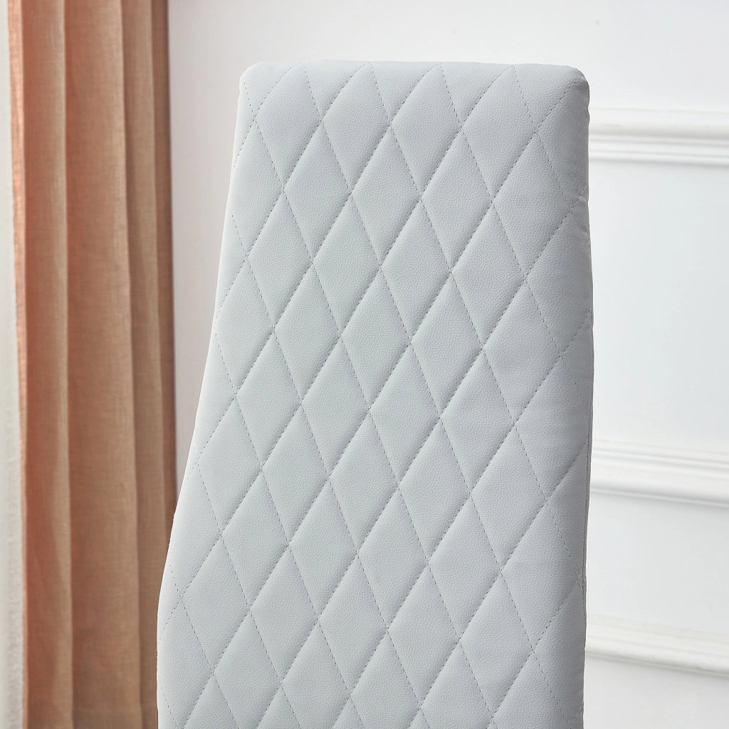 Sedie da Pranzo Set 4 Pezzi ¨C MINIMAL ¨C Similpelle Grigio Chiaro, Gambe Metallo, Design Moderno