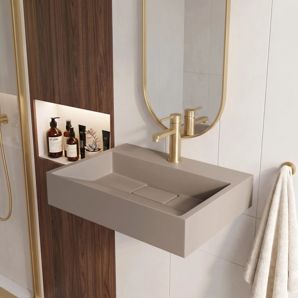 Lavabo In Conglomerato Rea Goya Taupe 50cm