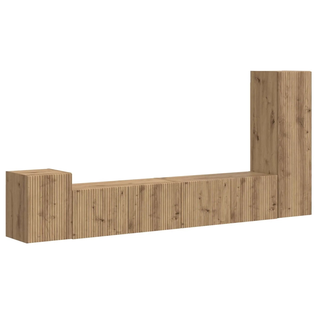 Set mobile TV 3 pz | Armadietto TV | Mobile Porta TV Rovere artigianale Legno multistrato