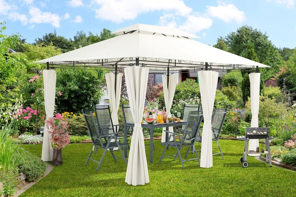 Gazebo Topas Padiglione 3x4m in Metallo Resistente Idrorepellente con Pannelli Laterali Tendone da Giardino Feste