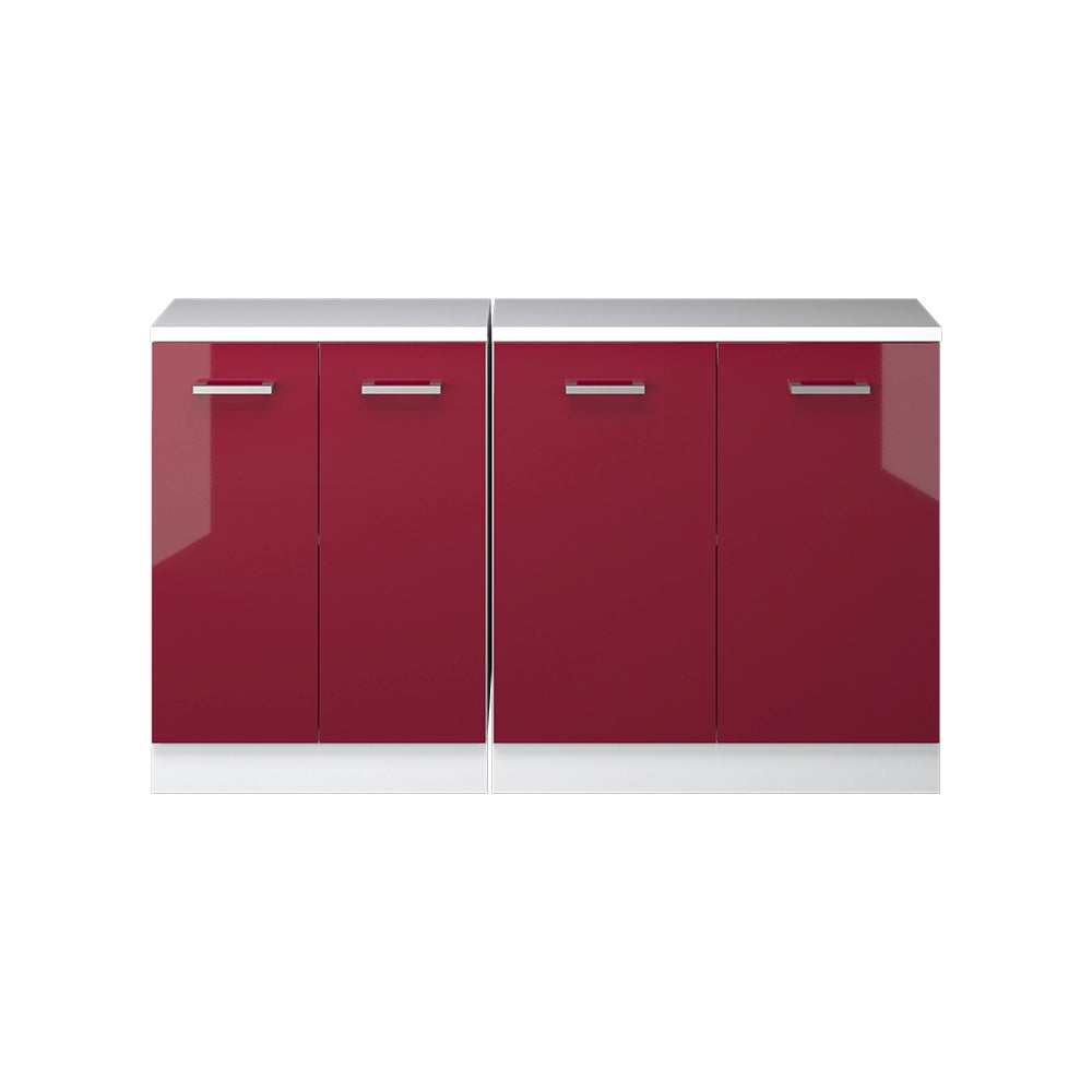 Set di mobili sottotetto Rion Rosso lucido/Bianco 140 cm Set di 2 carcasse armadio profondità 60 cm Vicco