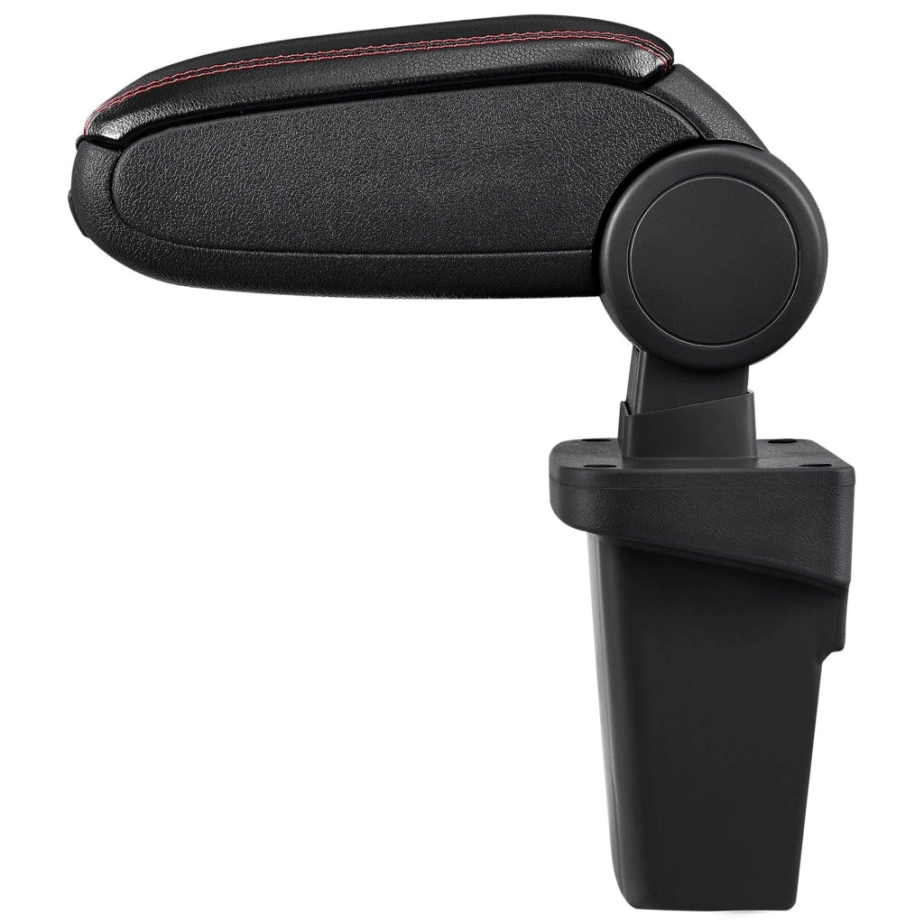 Bracciolo centrale per Ford Focus di terza generazione con scomparto imbottito in similpelle nera con cuciture rosse 03_0000461