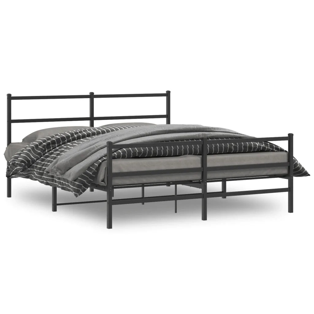 Giroletto con Testiera e Pediera Metallo Nero 150x200 cm 355385
