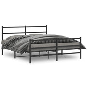 Giroletto con Testiera e Pediera Metallo Nero 150x200 cm 355385