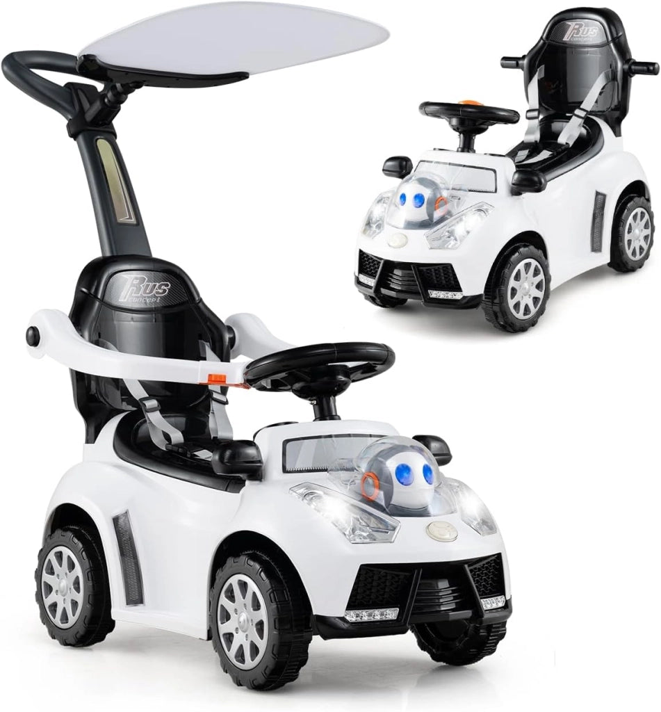 Macchina Cavalcabile per Bambini 1-3 Anni, Cavalcabile Bambino 3 in 1, Carpot & Maniglia Rimovibili, Guida Realistica con Volante, Clacson, Musica, Carico 25 KG, Regalo Ragazza Ragazzo (Rosso)