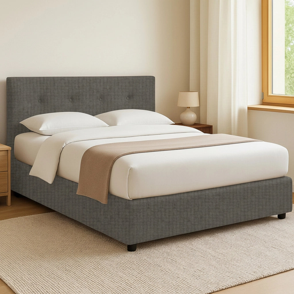 Oxford, Letto Matrimoniale Sfoderabile Made in Italy, Grigio Tortora