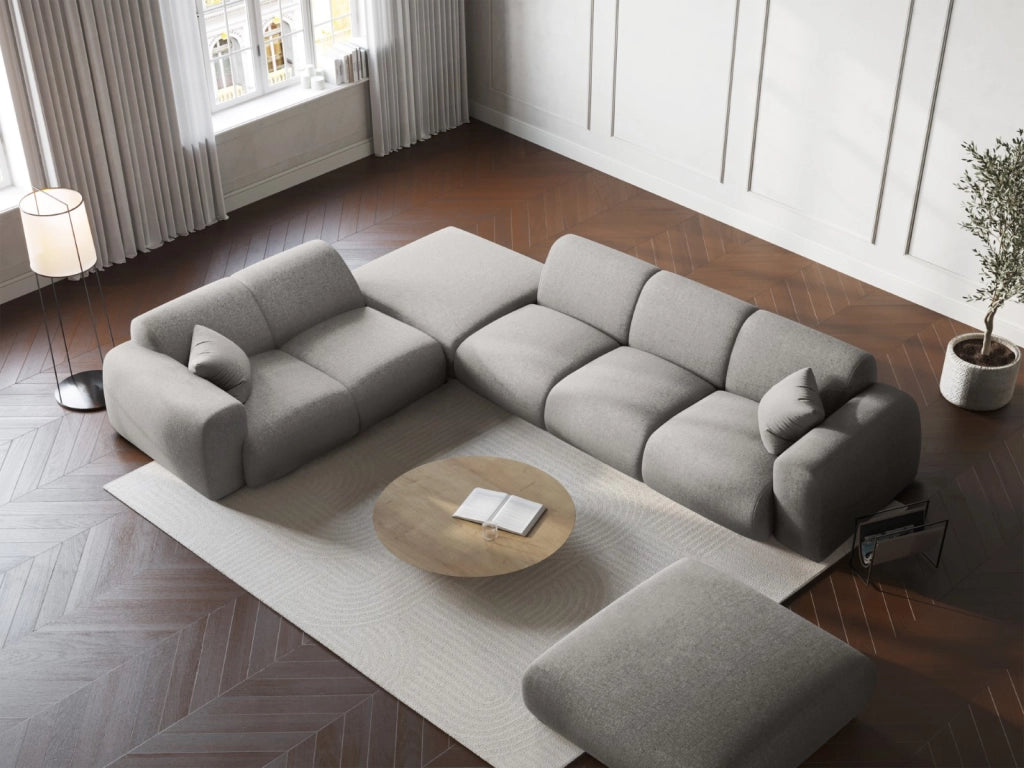 Cosmopolitan Design - Divano angolare sinistro "Nolio" 4 posti in ciniglia grigio chiaro 