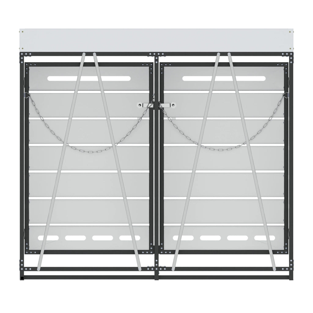 OKWISH Copribidoni Doppio con Fioriera, 2 Scomparti, Ventilazione, Porte con Serratura, Ferro Nero