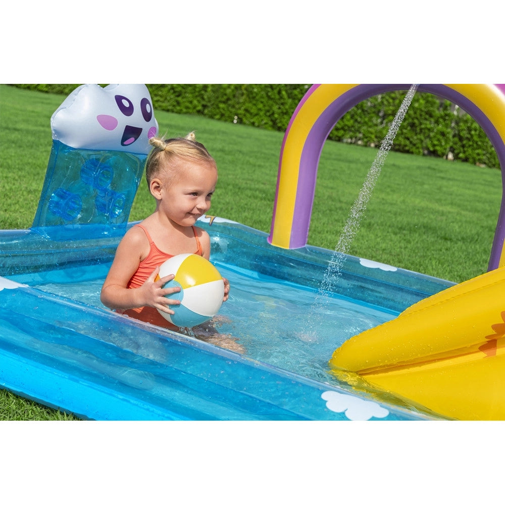 Trade Shop - Centro Giochi Acquatico Piscina Gonfiabile Bambini Con Scivolo Spruzzatore Arcobaleno 53174 -