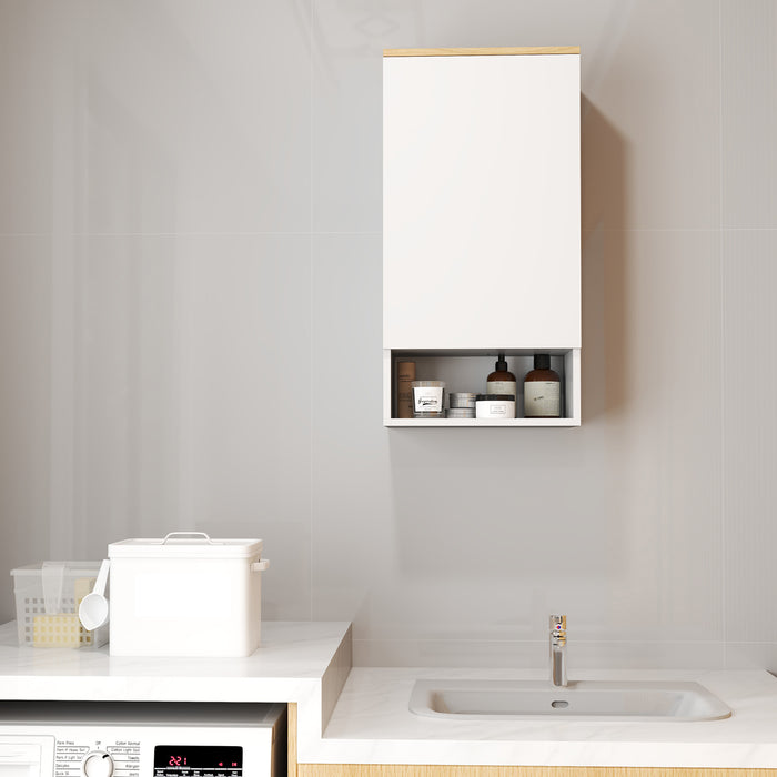 Armadietto Bagno Pensile a Muro 40x27x77 cm con Mensole Regolabili in Legno e MDF Bianco