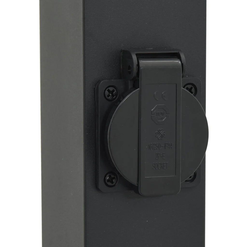 Lampioni a palo con presa elettrica 3 pz 50 cm Nero IP44 4006084