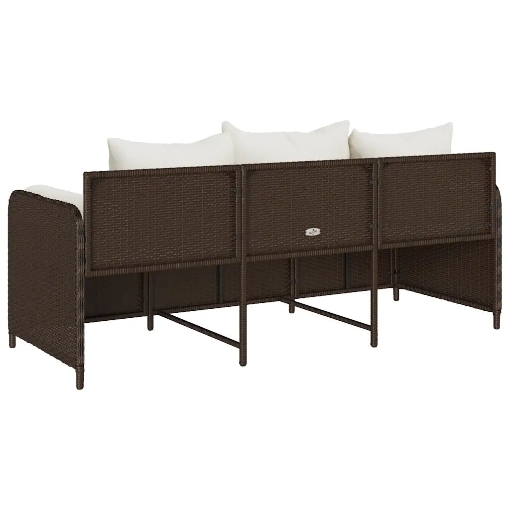 Divano da Giardino a 3 Posti con Cuscini in Polyrattan Marrone 4104173