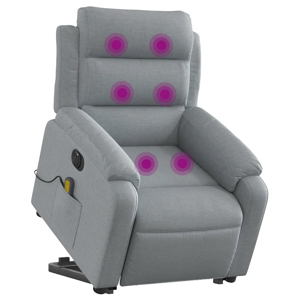 Poltrona Alzapersona Massaggi Elettrica Grigio Chiaro Tessutocod mxl 132831