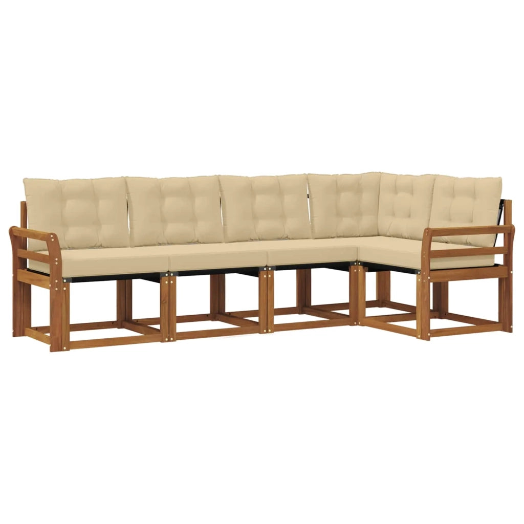 Set di divani da esterno con cuscino 5 pcs Naturale e Beige 3368668