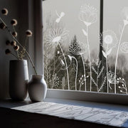 Foglia di vetro per finestra decorativa, adesivo per finestra a forma di fiori, foglia di vetro decorativa per camera da letto, cucina, bagno, 150x39cm