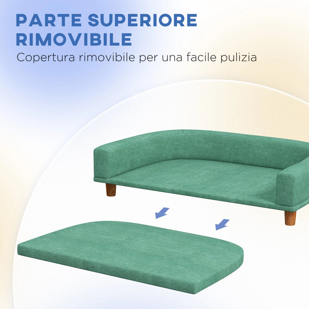 Divano per Cani Taglia Grande 98x67x25 cm con Cuscino Sfoderabile Verde Chiaro