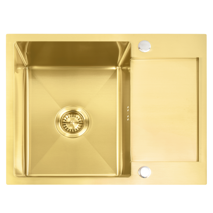 Lavello In Acciaio Paul Brush Gold con rubinetto da cucina