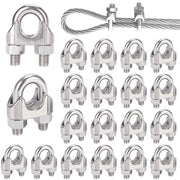 Set di clip per cavi in acciaio inossidabile 24 pezzi - clip per cavi per gestione dei cavi - clip per cavi in acciaio inossidabile 4 mm per cavi in acciaio - clip per cavi in acciaio inossidabile - Adatti per cavi in acciaio, fili per asciugatrice
