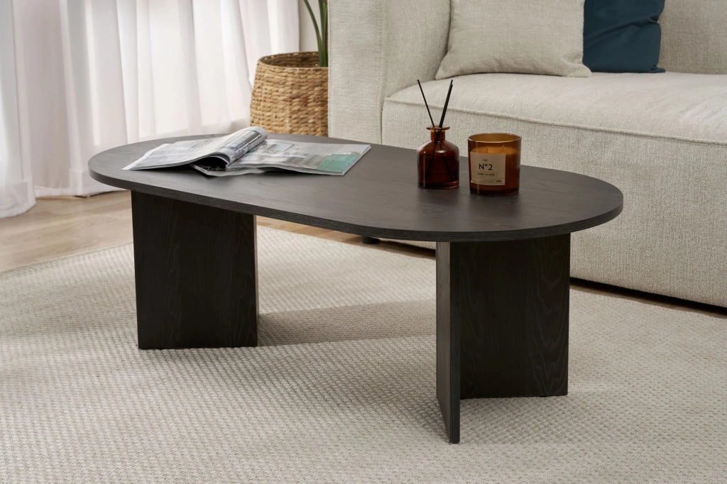 Tavolino da caffè in legno "Sabbia" - 60 x 119 x 40 cm - Nero Chiaro