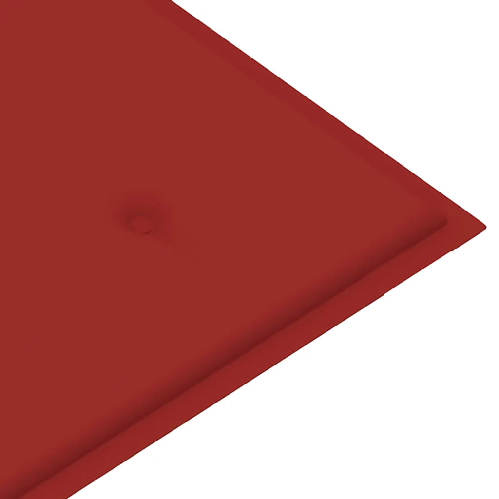 Panca da Giardino con Cuscino Rosso 112cm Teak Massello