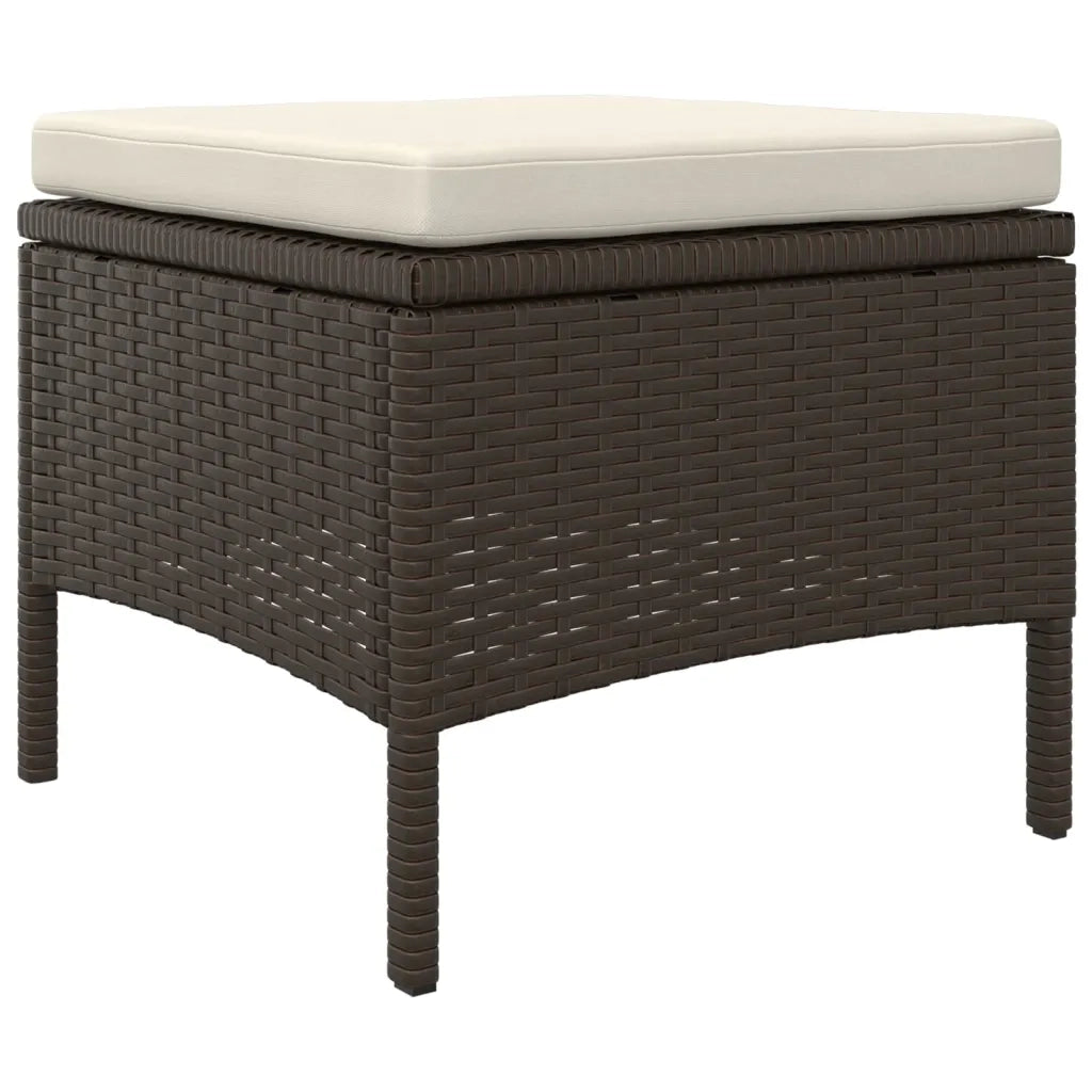 Divano Giardino 2Posti con Tavolo e Sgabelli Marrone Polyrattan
