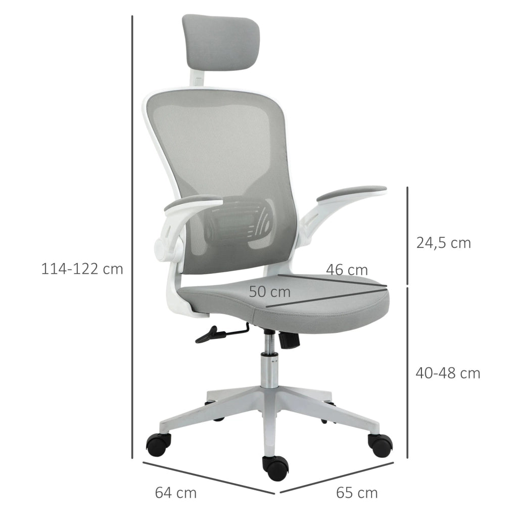 Sedia da ufficio ergonomica grigia con poggiatesta