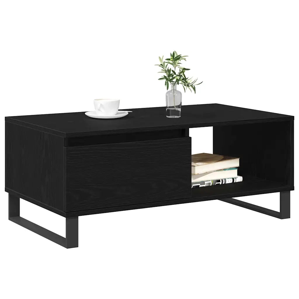 Tavolino da salotto con cassetto Rovere Nero 90 x 50 x 36,5 cm 862963