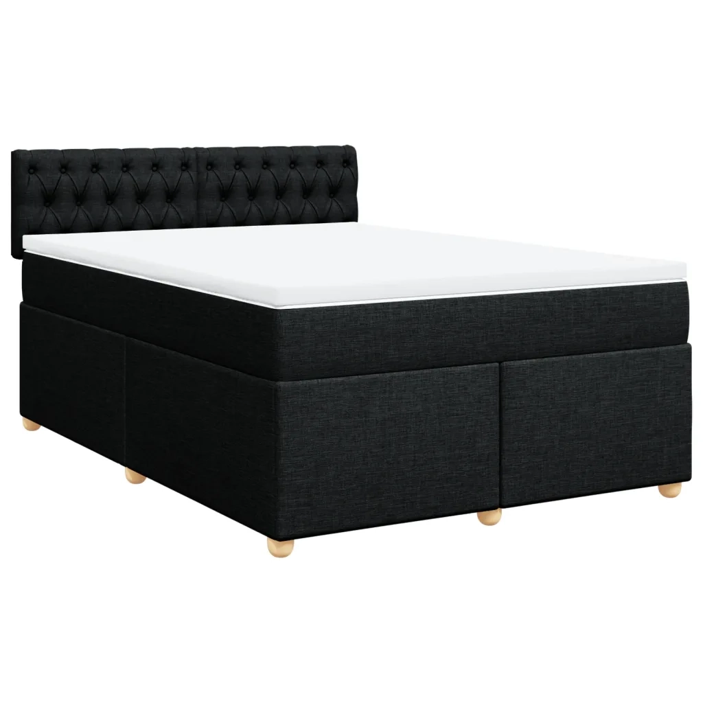 Giroletto a Molle con Materasso Nero 160x200 cm in Tessuto