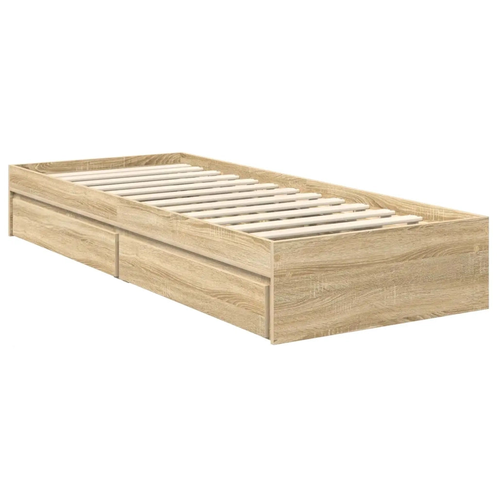 Letto con Contenitore con testiera Rovere Sonoma 75 x 190 cm