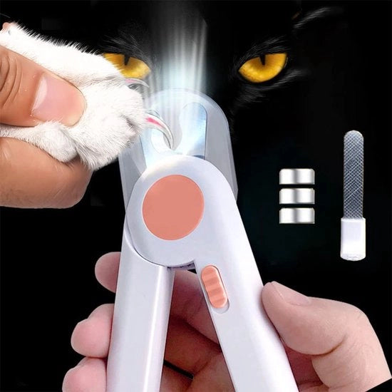 Nageltrattore per cani e gatti - Trattore di unghie professionale per animali domestici - con LED, casco di sicurezza e lima unghie - Strumento di cura per piccoli animali - Rosa