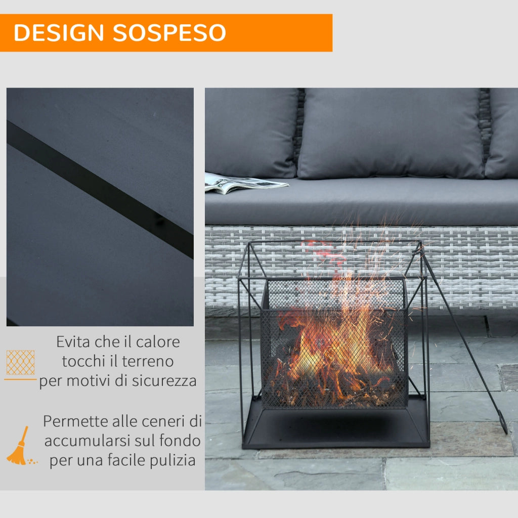 Braciere da Giardino Portatile in Metallo ¨C zephmum ¨C 45x45x43cm Nero