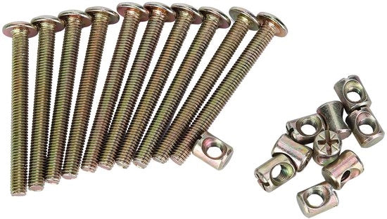 Set di viti a schermo 10 pezzi - viti M6 - acciaio carbonio - dadi di fissaggio - connettori di mobili - lunghezza 60 mm - viti per mobili