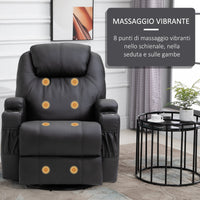 Poltrona Relax Massaggiante 84x92x109 cm in Similpelle Nera