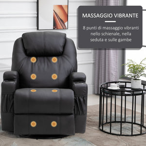 Poltrona Relax Massaggiante 84x92x109 cm in Similpelle Nera