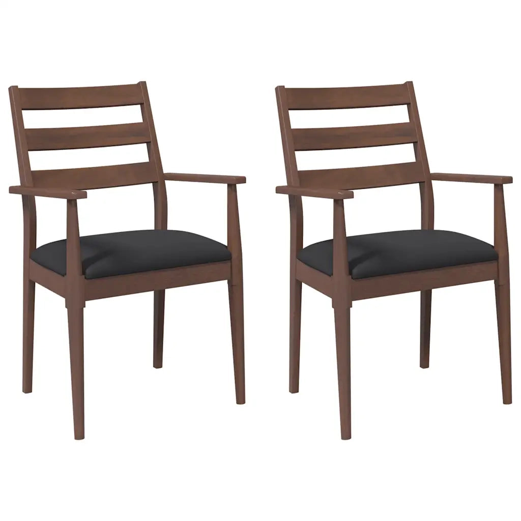 Sedie da Pranzo con Cuscini 2pz Marrone Legno Massello di Hevea 4102472