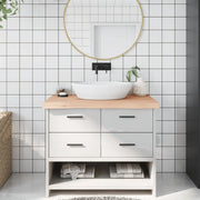Piano Bagno 100x60x(2-6) cm in Legno Massello Non Trattato 3156040