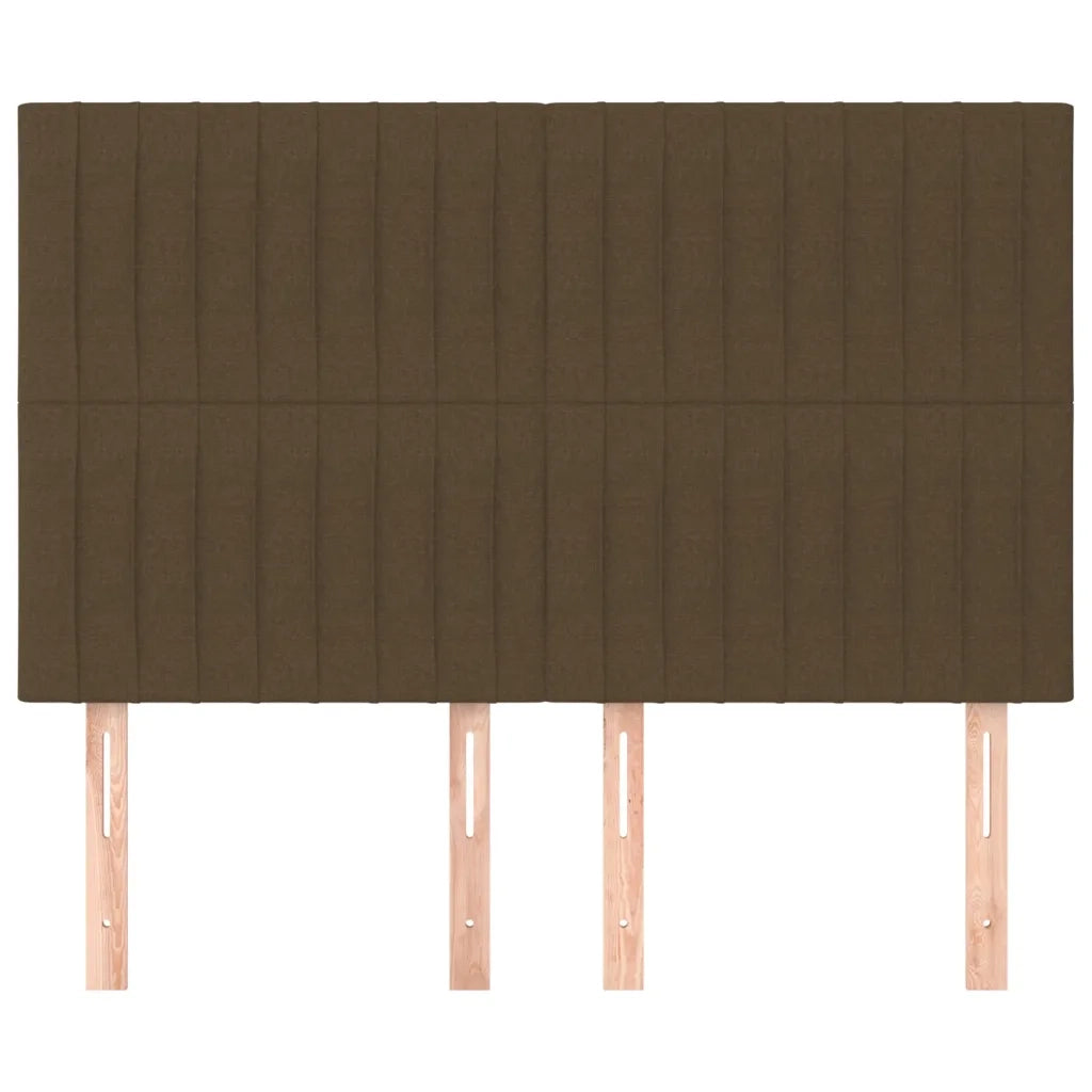 Testiera-Testata-Testiera Decorativa Marrone Scuro 144x5x118/128 cm Tessuto 786255